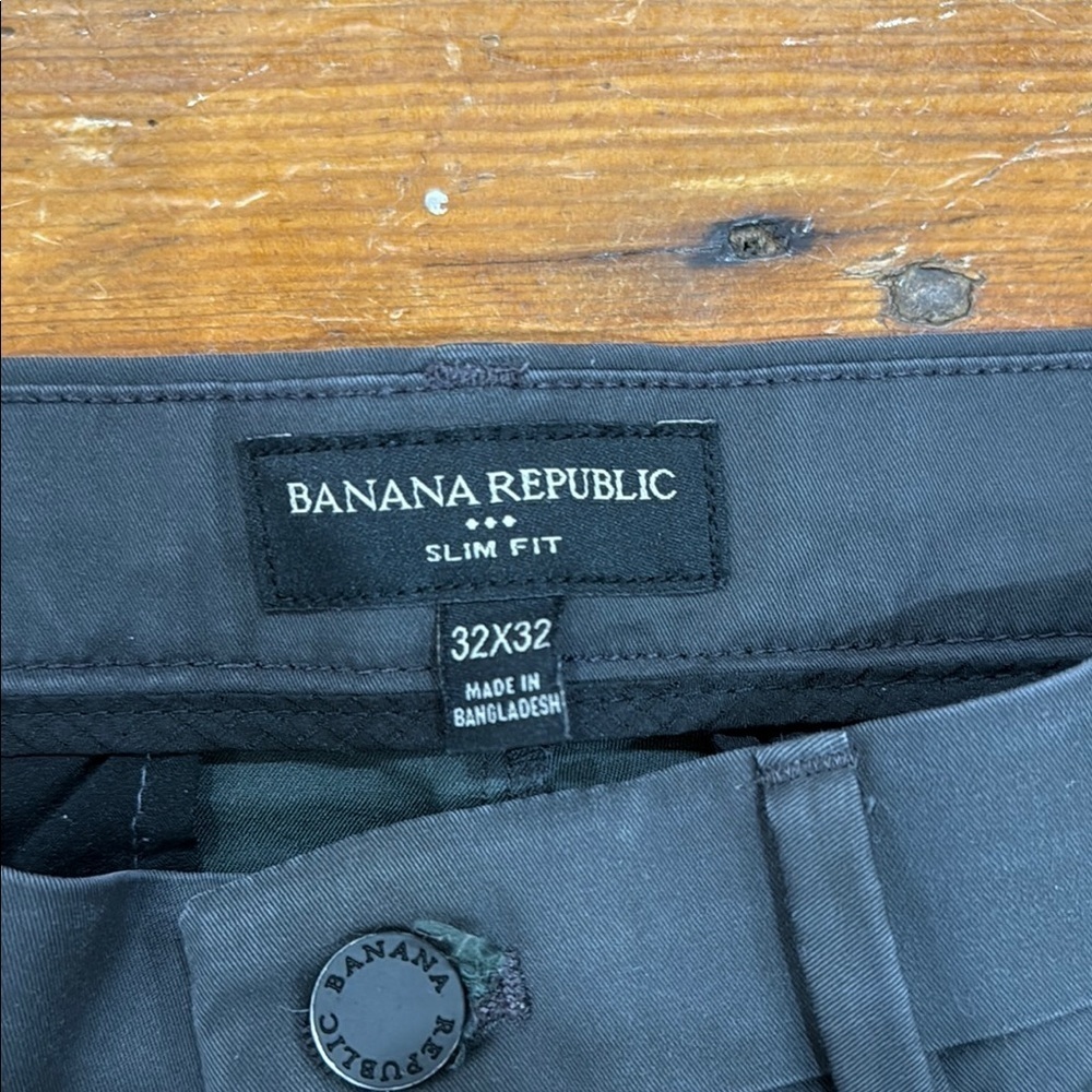 Banana Republic Grey Chinos Cotton Blend Slim Fit Size 32 x 32 - Picture 2 of 9